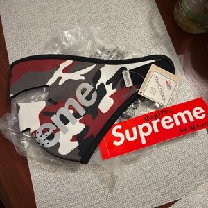 Supreme Red and Black Camo Mask